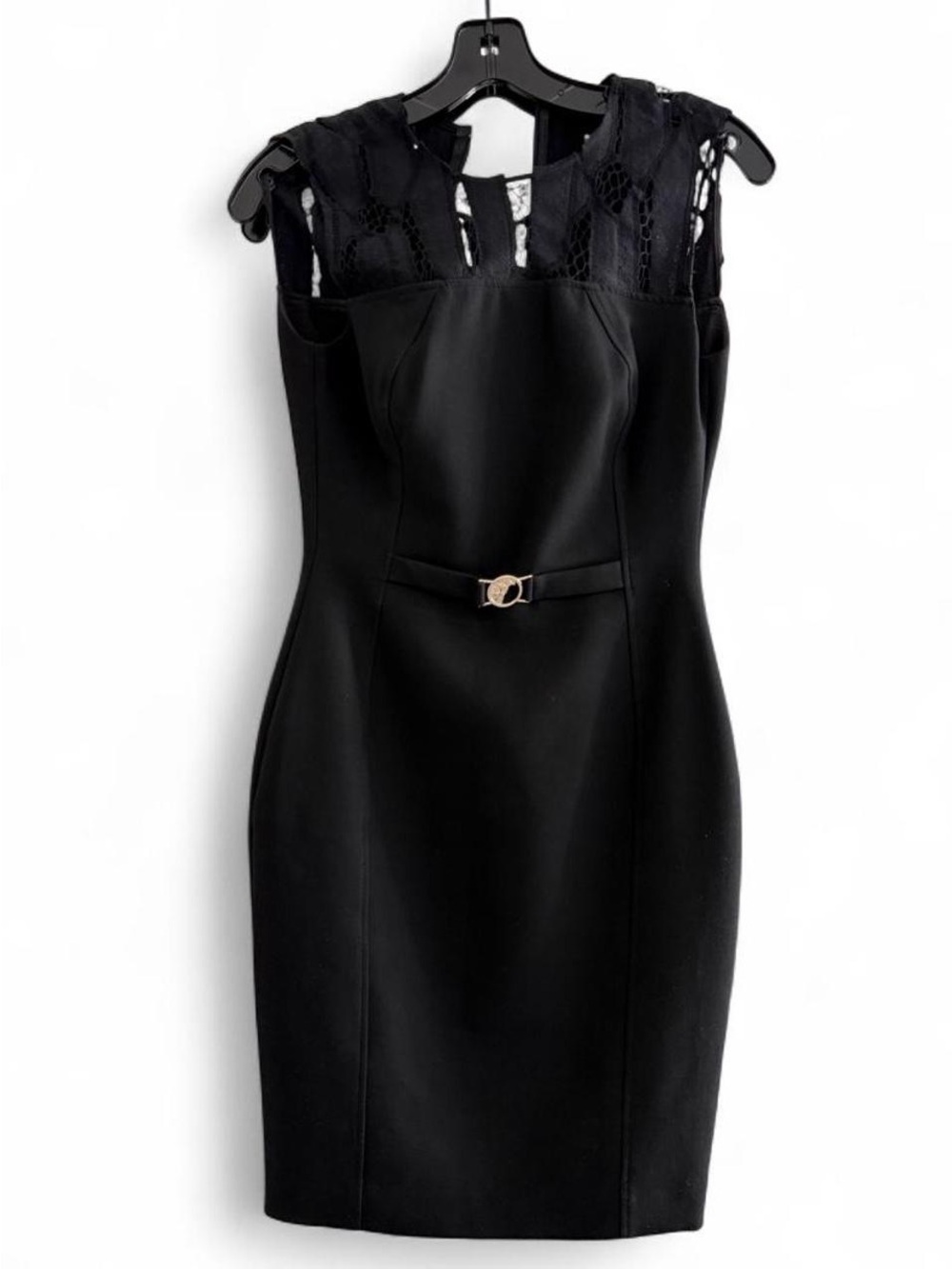 Versace Black Lace-Detail Sheath Dress